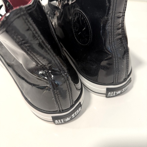 Converse Chuck Taylor Men 11 Black Patent Leather High Top Sneakers Red Lining - Picture 7 of 9